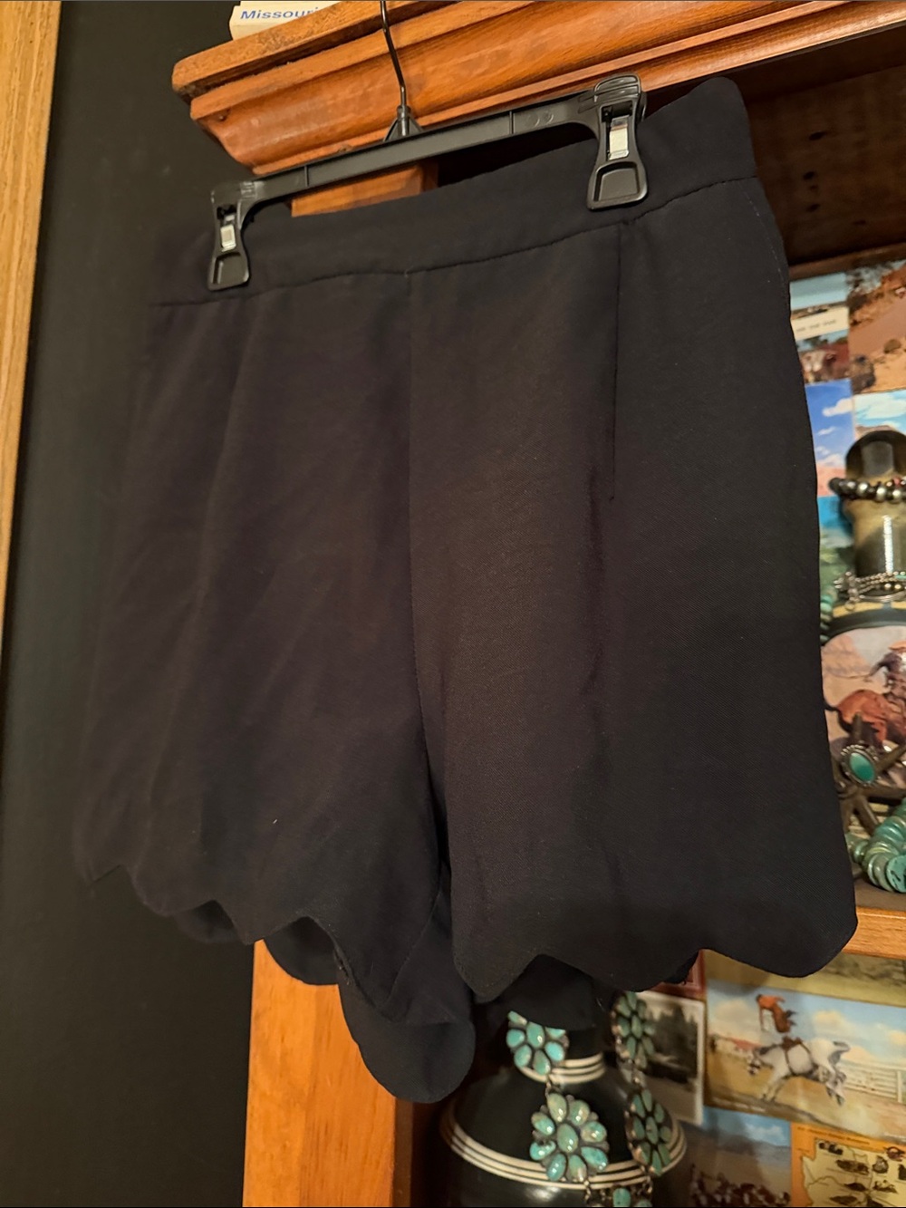 JODIFL Black Scalloped High-Waist Women's Shorts